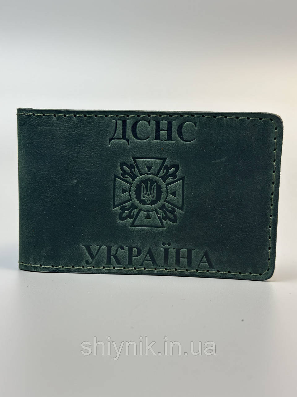 Шкіряна обкладинка для посвідчення ДСНС зелений