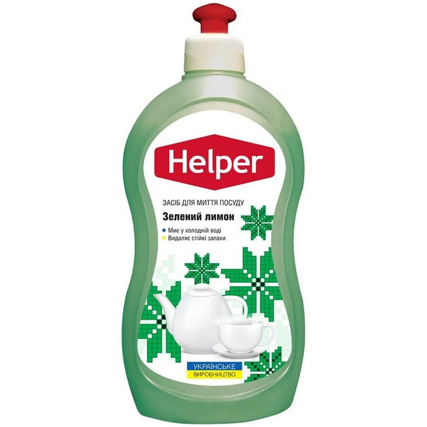 Засіб для миття посуду Helper Зелений лимон 495 мл, фото 1