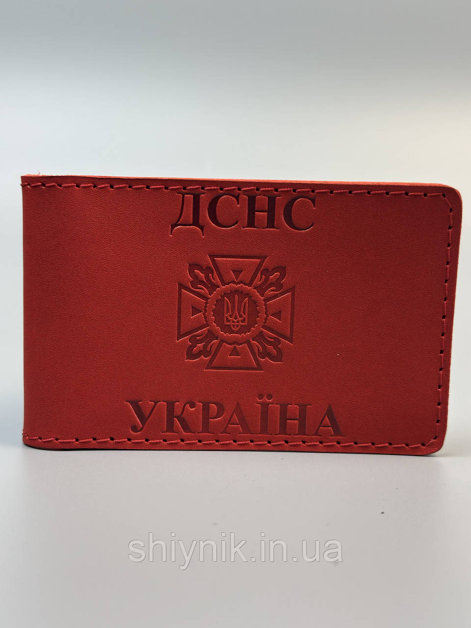 Шкіряна обкладинка для посвідчення ДСНС червоний