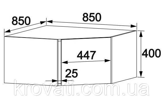Брайт антресоль кутова 850х850х400 Майстер Форм Дуб крафт білий
