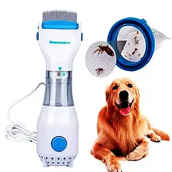 Гребінець електричний для видалення вошей і бліх V-Comb Licetec з витяжкою електро гребінь від паразитів білий