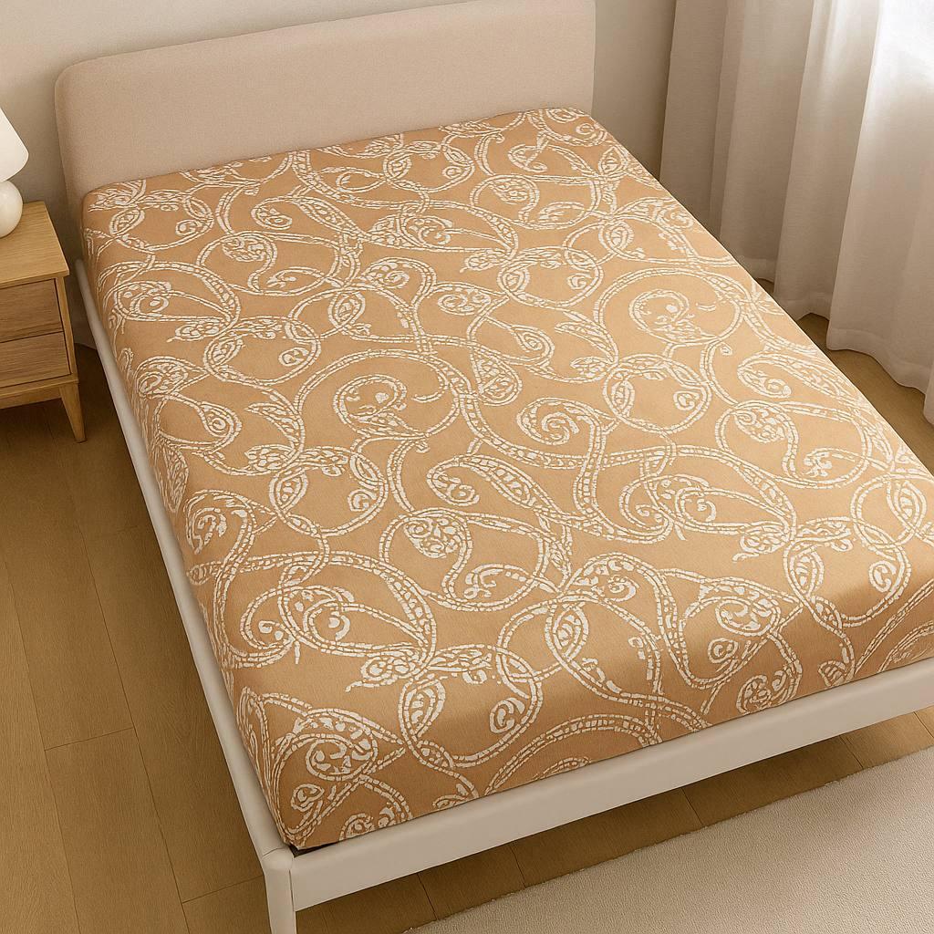 Простирадло на резинці двоспальне "Візерунки скандинавські 2" | Ранфорс 180х200 см, фото 1