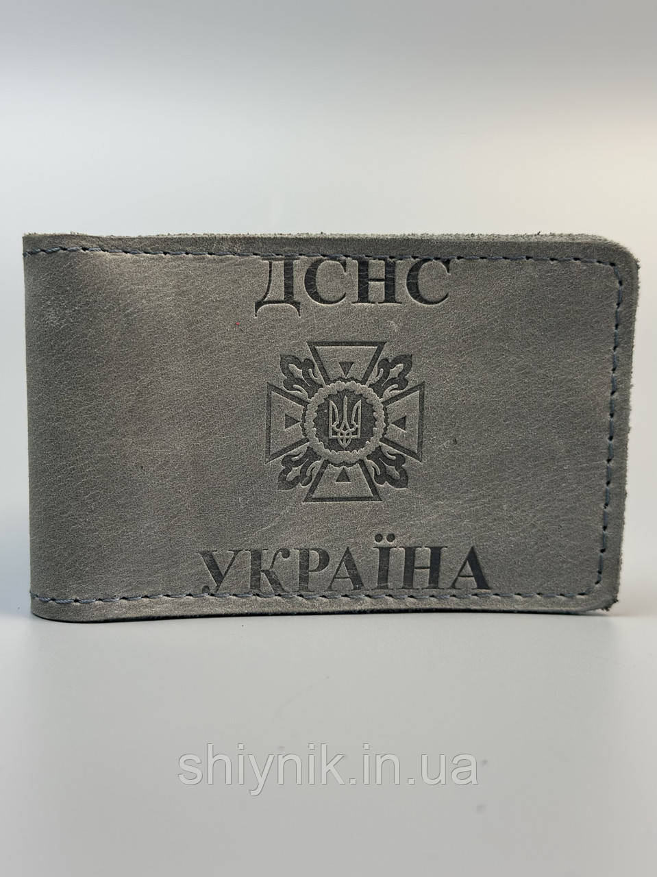 Шкіряна обкладинка для посвідчення ДСНС сіра