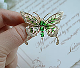 Брошка у формі метелика зі стразами жіноча шпилька з відворотом, фото 3