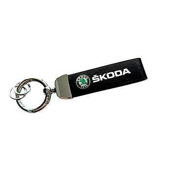 Брелок для автомобільних ключів Skoda, екошкіра та метал