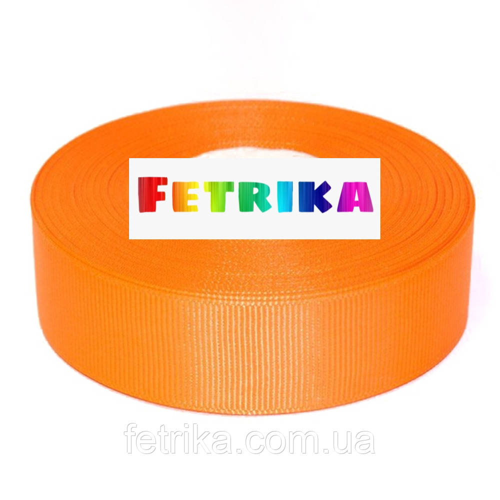 Стрічка репсова однотонна темно-морквяна, 2,5 см, фото 1