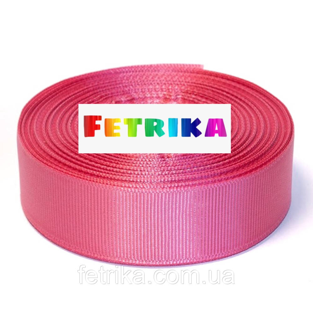 Репсова стрічка однотонна темно-рожева 2,5 см, фото 1