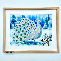 Схема для вишивання бісером Зимовий білий павич