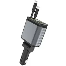Автомобільний зарядний пристрій Starry Sky з портами USB/Type-C та висувним кабелем, фото 6