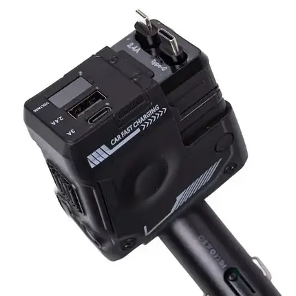 Автомобільний зарядний пристрій 4 в 1 з портами USB/Type-C та висувним кабелем чорний, фото 1