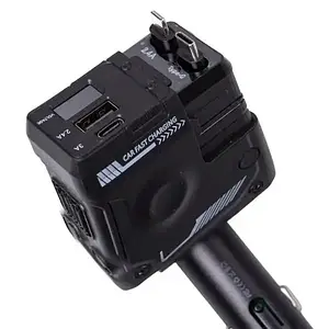 Автомобільний зарядний пристрій 4 в 1 з портами USB/Type-C та висувним кабелем чорний