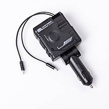 Автомобільний зарядний пристрій 4 в 1 з портами USB/Type-C та висувним кабелем чорний, фото 3