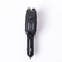 Автомобільний зарядний пристрій 4 в 1 з портами USB/Type-C та висувним кабелем чорний, фото 6