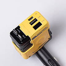 Автомобільний зарядний пристрій 4 в 1 з портами USB/Type-C та висувним кабелем жовтий, фото 4
