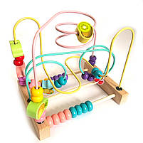 Пальчиковий лабіринт WToys дерево 2 рахівниці кольорові намистинки фруктові фігурки 21*15*20см (14026), фото 2