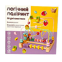 Пальчиковий лабіринт WToys дерево 2 рахівниці кольорові намистинки фруктові фігурки 21*15*20см (14026), фото 4