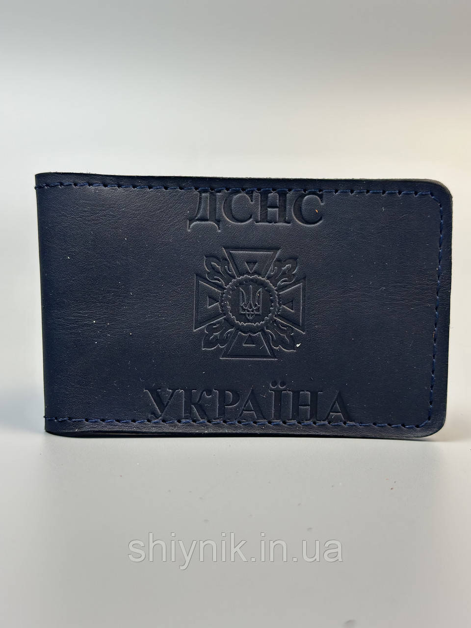 Шкіряна обкладинка для посвідчення ДСНС синя