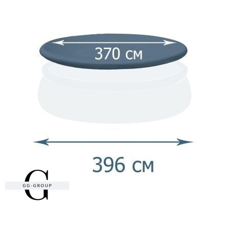 Intex Тент-чохол 28026 для круглого надувного басейну Ø 396 см, захисний покривало ПВХ, фото 1