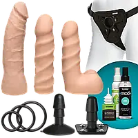 Набір для страпона Doc Johnson Vac-U-Lock Dual Density Starter Set Vanilla, діаметр 2х3,8 см, 5,1 см SO1562
