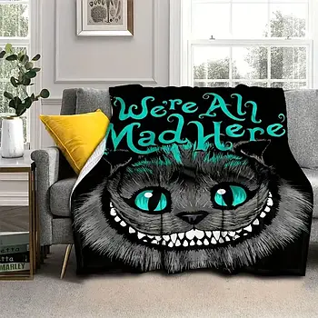 Плюшевий плед ковдра покривало Чеширський кіт з Аліса в країні чудес  150х200 см