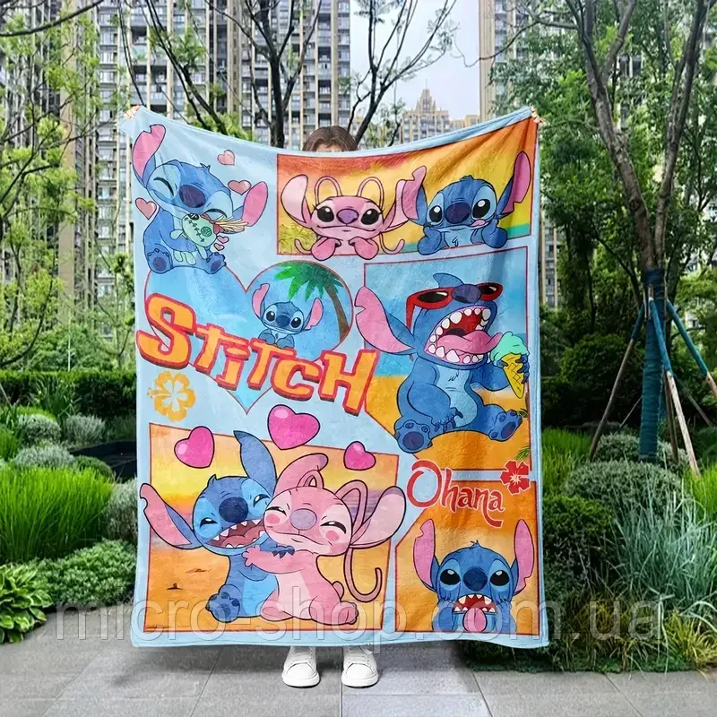 Плюшевий плед ковдра покривало Ліло та Стіч Lilo & Stitch 150х200 см