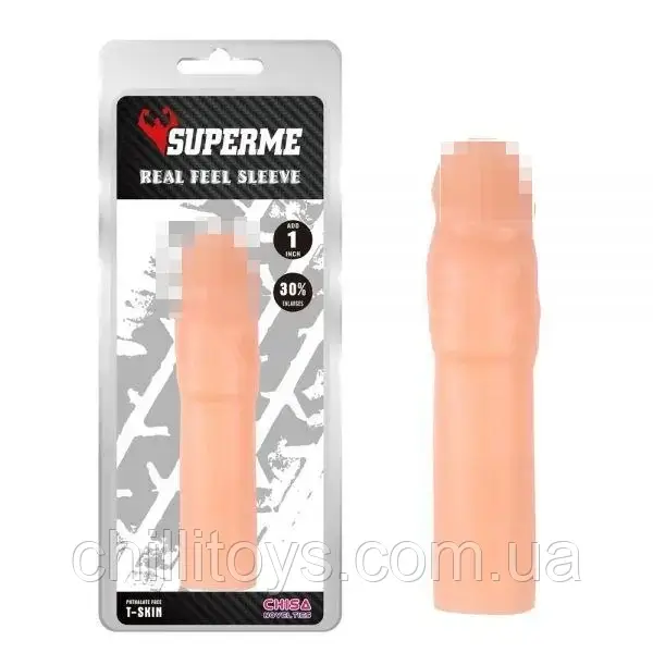 Подовжуюча насадка на пеніс Real Feel Sleeve, Телесный
