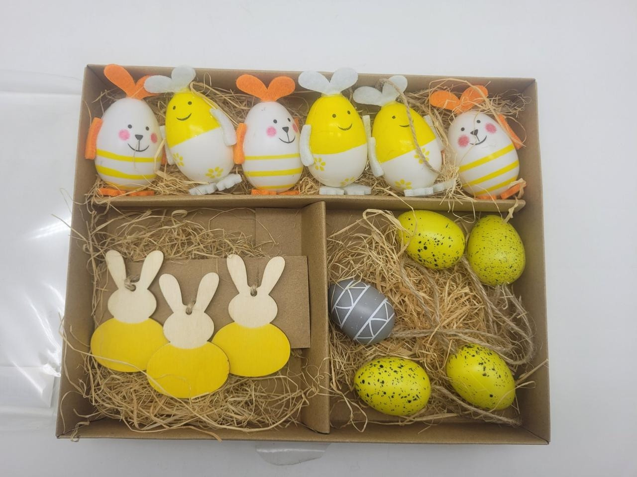 Набір для великодні декору Melinera 14 шт., великодні яйця, кролики, прикраса, фото 1