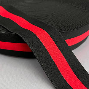 Гумка поясна двостороння 5 см чорна з червоним
