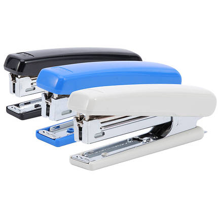 Степлер Deli 0221 мікс №10, 12 аркушів, пластик, з антистеплерем, фото 1