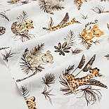 Тканина бязь "Звірята в листі пальми та монстери кавового кольору" на білому тлі № 3463, фото 2