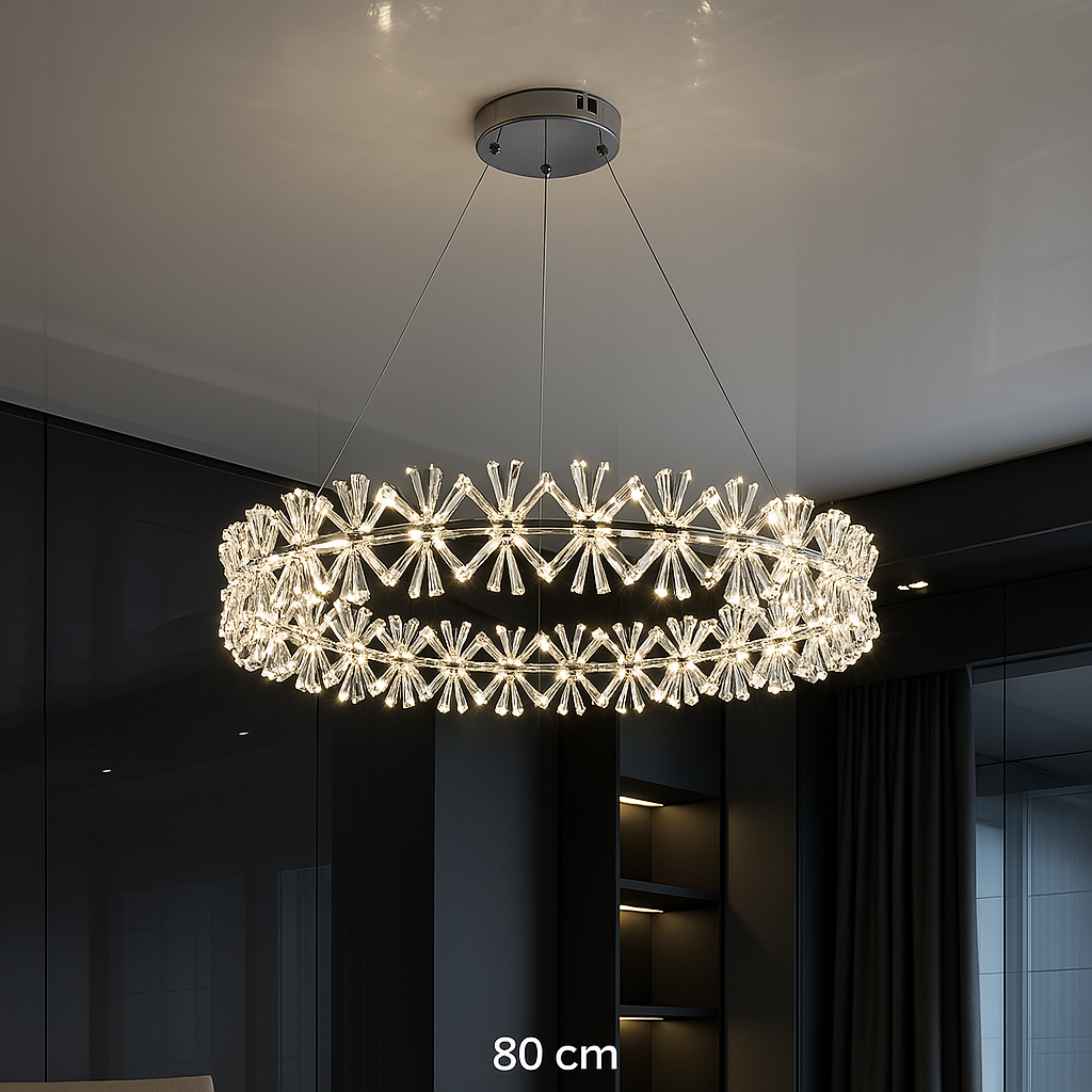 Люстра підвісна з кристалами на кільці, діаметр 80 см Artlight цоколь ламп 30 шт колір 8559/800CH
