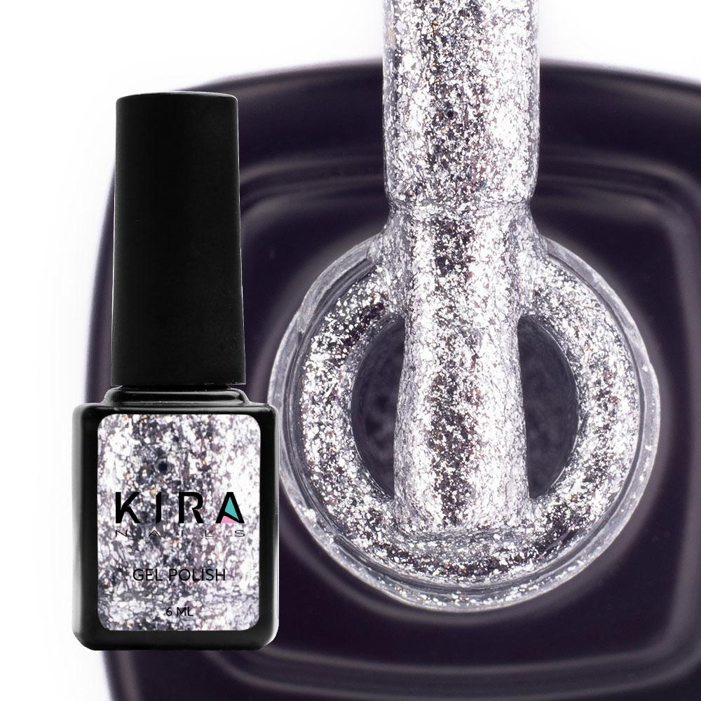 Гель-лак Kira Nails 24 Karat №001, 6 мл (срібло з блискітками)