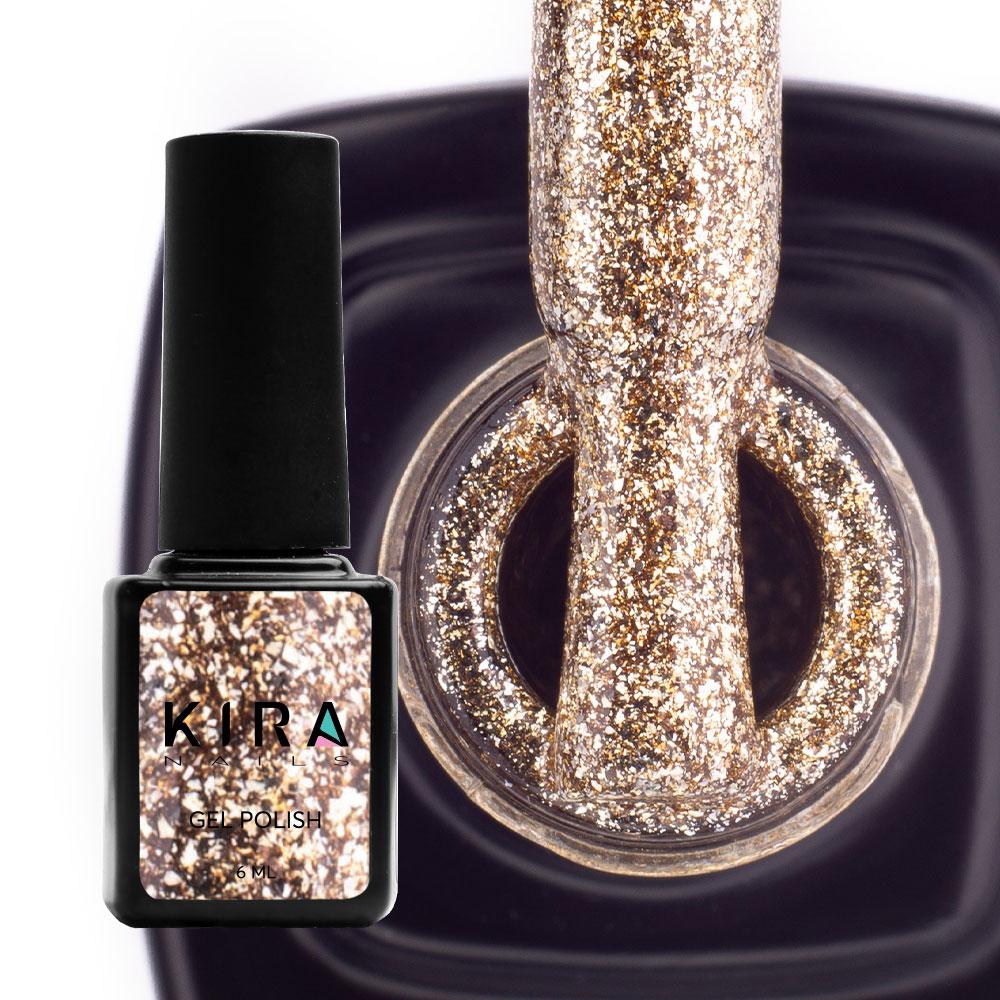 Гель-лак Kira Nails 24 Karat №005, 6 мл (золото шампань з блискітками)
