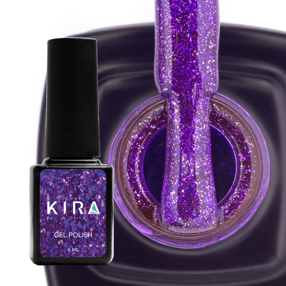 Гель-лак Kira Nails 24 Karat №011, 6 мл (фіолетовий з блискітками), фото 1