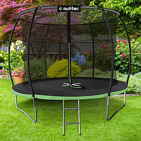 Батут Outtec Premium 10ft (312см) чорно-зелений із внутрішньою сіткою для дорослих та дітей. Оцинковані пружини