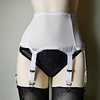 Пояс ретро сіткою для панчох білого кольору із залізними прищіпками