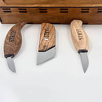 Набір ножів для різьблення по дереву STRYI Start для вирізання фігурок 3 шт, фото 6