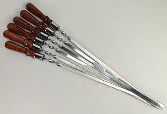 Шампур з нержавіючої сталі з дерев’яною ручкою 74.5 см — для шашлику, мангалу, гриля