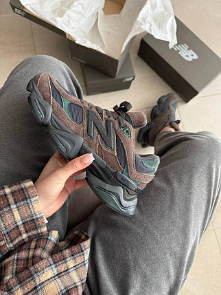 Жіночі кросівки New Balance 9060 Beef & Broccoli Взуття Нью Беланс 9060 коричневі замша текстиль демісезон, фото 1