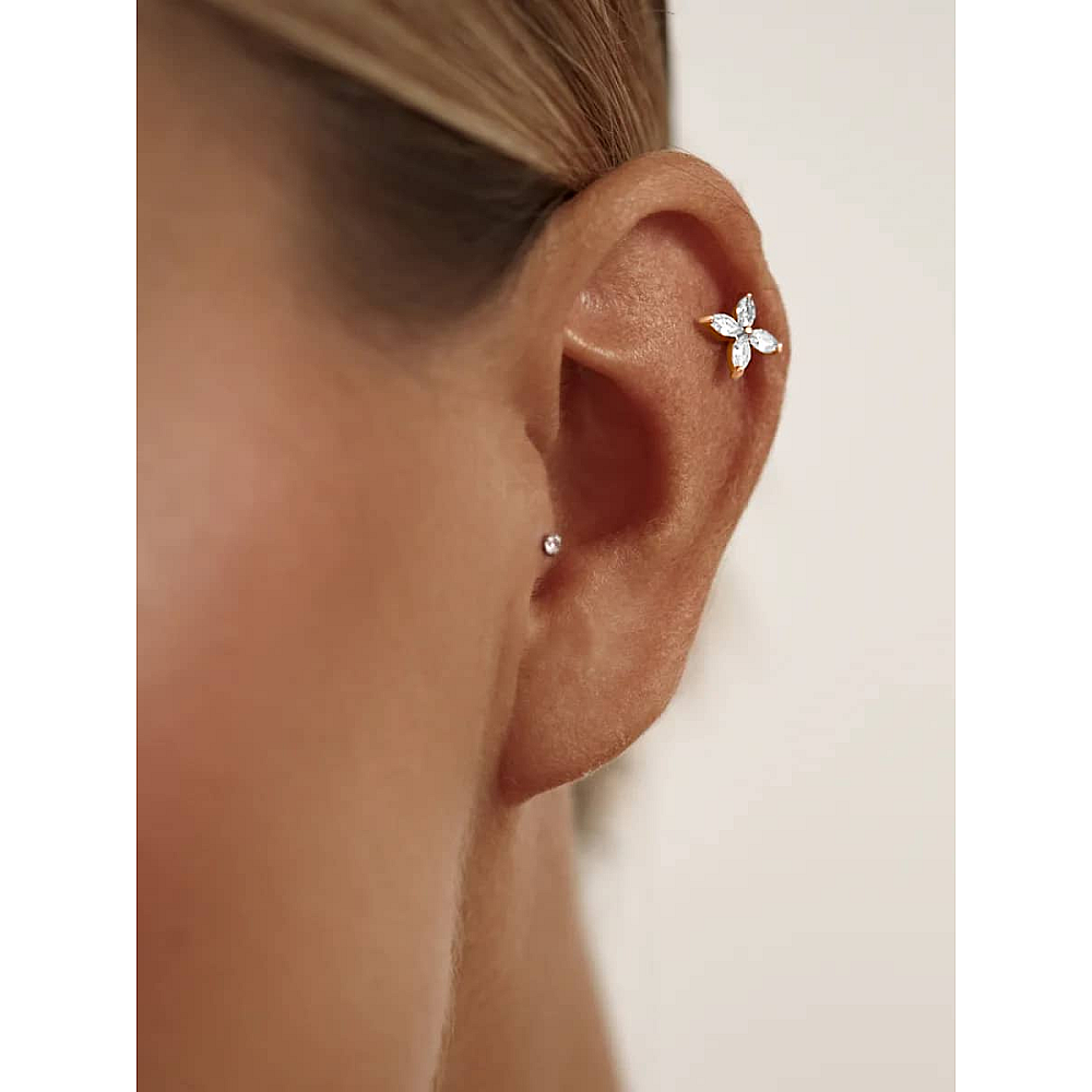 Золота сережка для пірсингу хеліксу з фіанітами. З40070.1