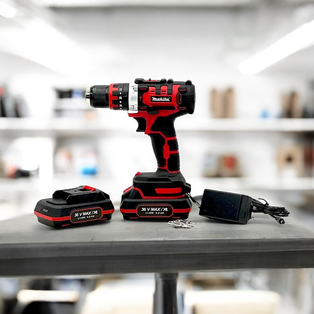 Ударний дриль Makita DHP486 RED 24В 5Аг Акумуляторний шуруповерт з металевим патроном 10мм Макіта