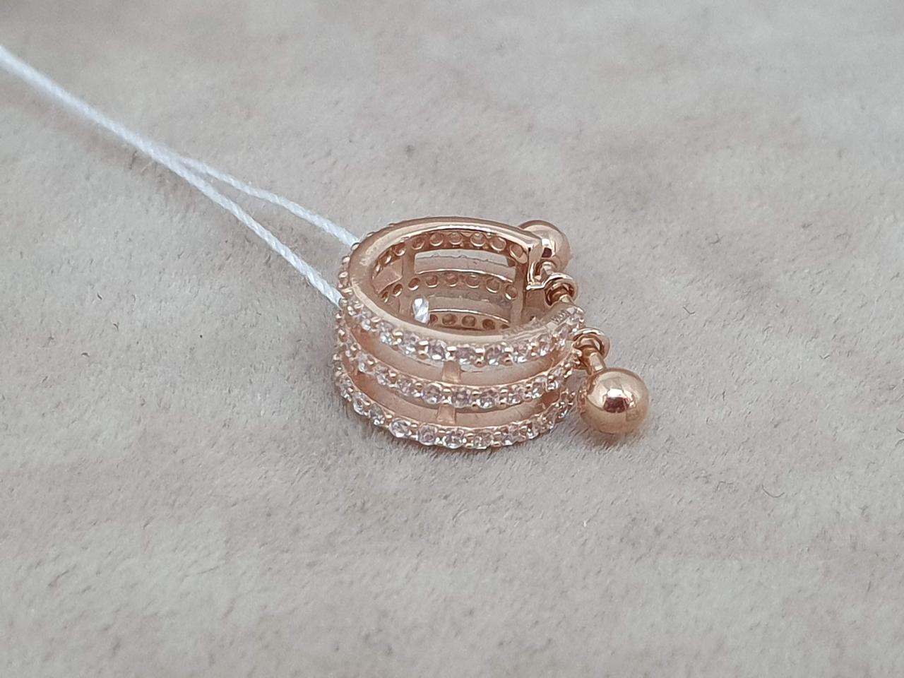 Золотая сережка кільце для пірсингу хеліксу зі штангою. З40081ШТ