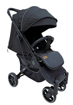 Коляска прогулянкова дитяча JOY Livvi (футкавер, підсклянник, кошик) LV-08160 Чорна, фото 3