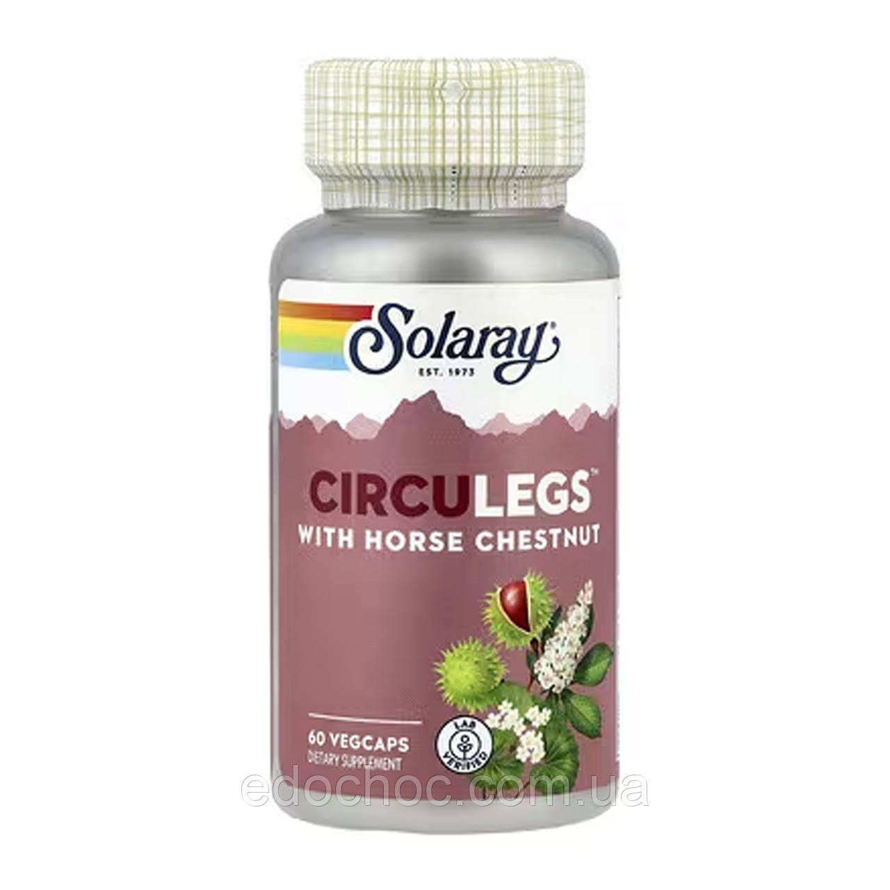 Кінський каштан, Circulegs, Solaray, 60 вегетаріанських капсул SOR-36661, фото 1