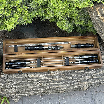 Набір шампурів ШашлиКейс ручної роботи Темний кейс