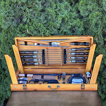 Подарунковий набір шампурів кейс-стіл "Пікнік"