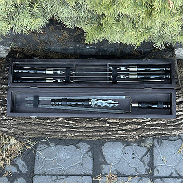 Подарунковий Набір шампурів ШашлиКейс ручної роботи Чорний