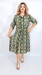 Плаття з принтом під змію штапнль із віскозою фірма Itally 50-54 Італія Зелений