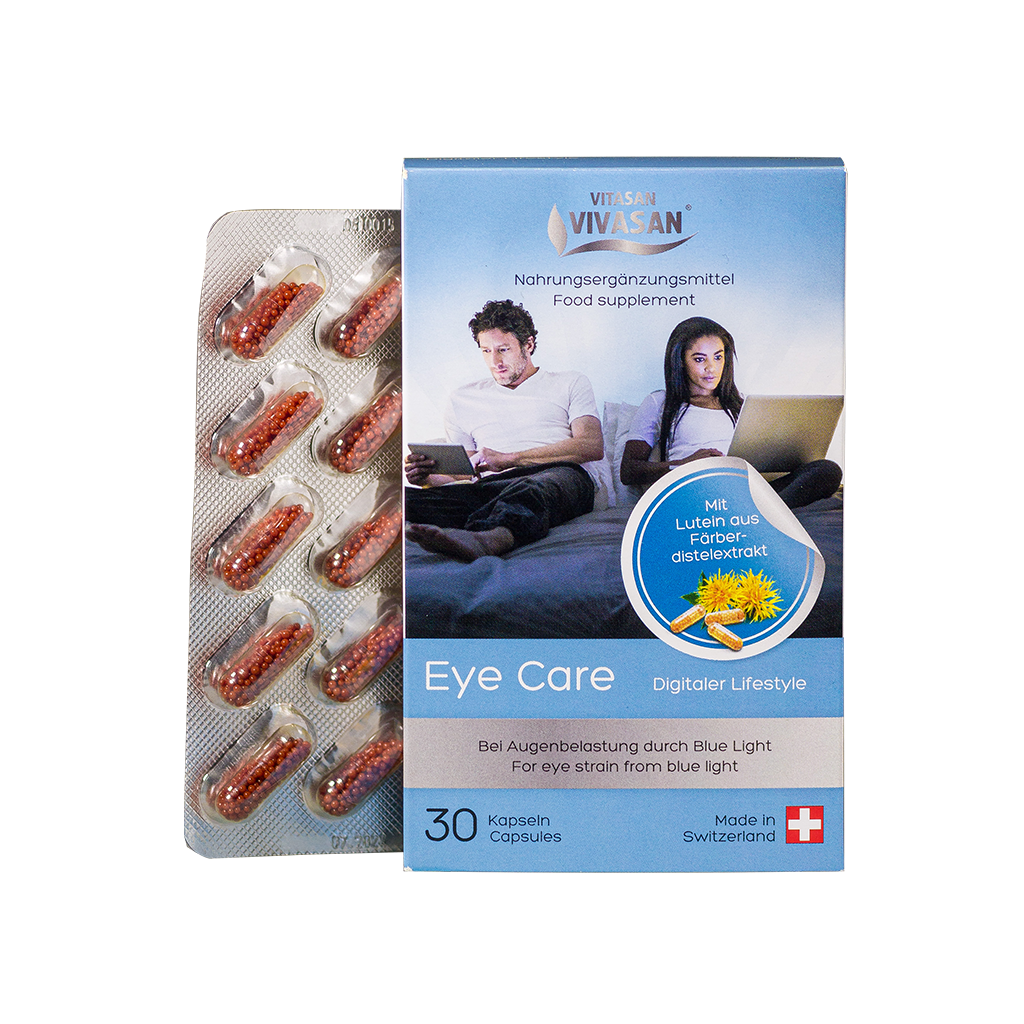 Захист очей з лютеїном 30капс, Eye Care, з вітаміном D Вівасан Швейцарія Vivasan Switzerland
