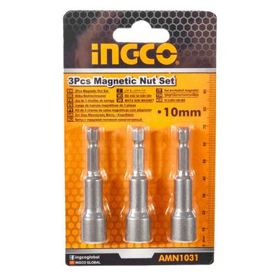 Набір магнітних торцевих головок 10 мм 1/4" × 65 мм 3 шт. INGCO